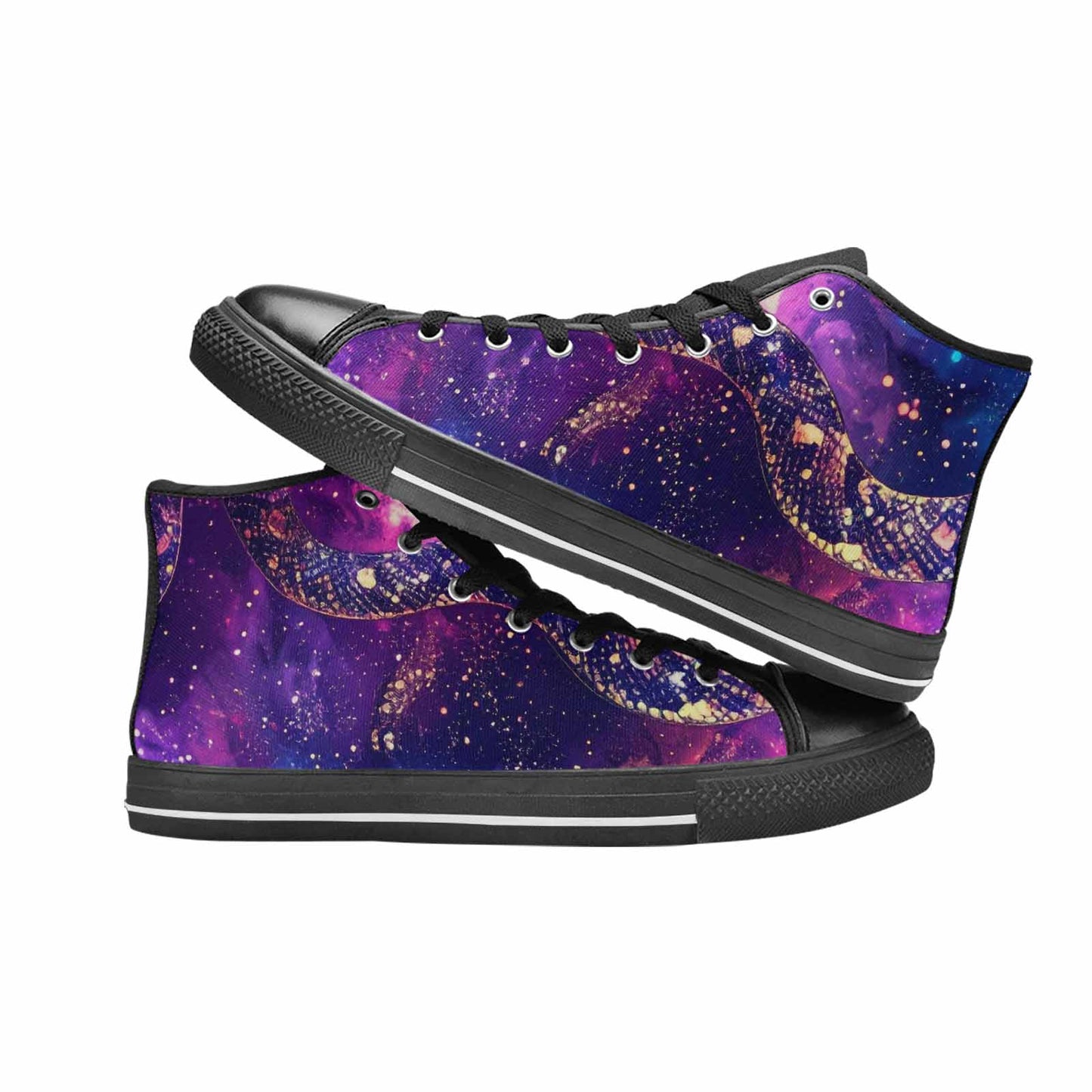 MEN'S Galaxy Snake Print High Top Canvas Cottagecore Custom Sneakers
