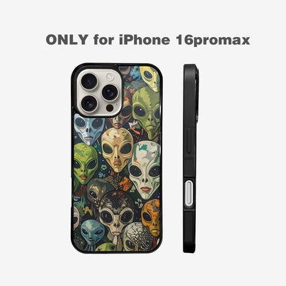 iPhone 16 Pro Max Case — Aliens Camo Aliens Pattern Hundreds Of, Custom Designed Case Cover