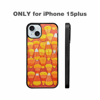 iPhone 15 Plus Case — Candy Corn Shapes In Bright Orange, Custom Designed Case Cover