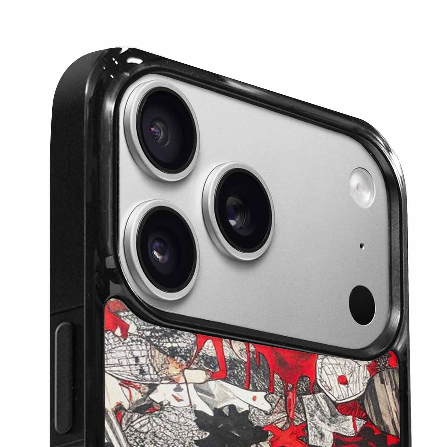 iPhone 17 Pro Case — Black Red Ink Camo Patches Camo, Custom Print Case Cover