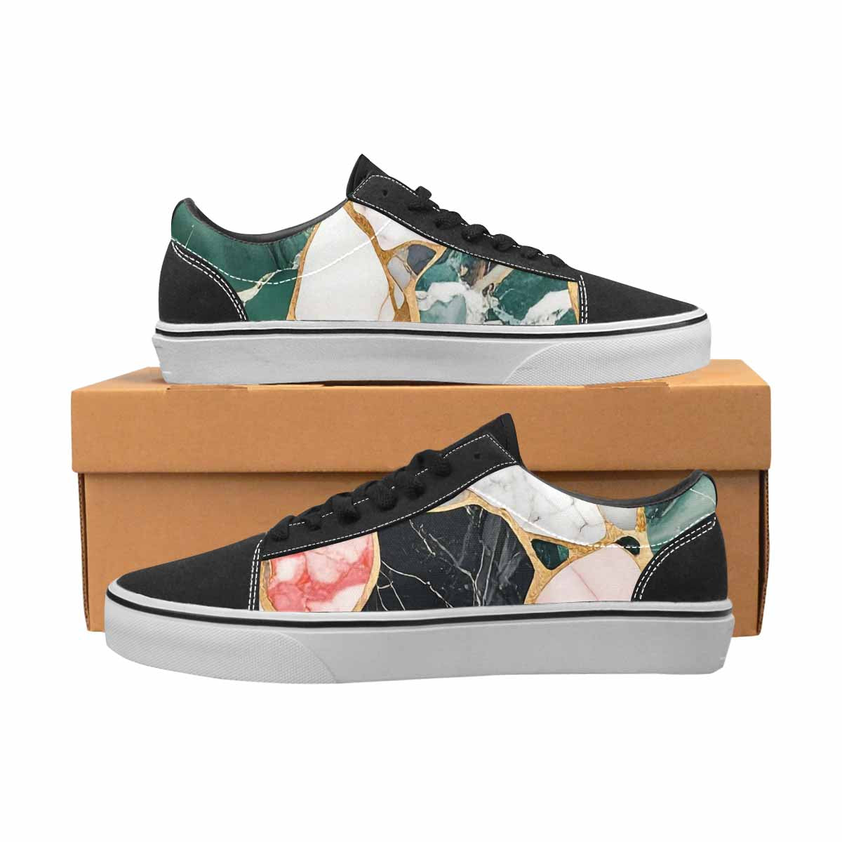 WOMEN'S Marble Stone Texture Canvas Lace-Up Dark Academia Sneakers