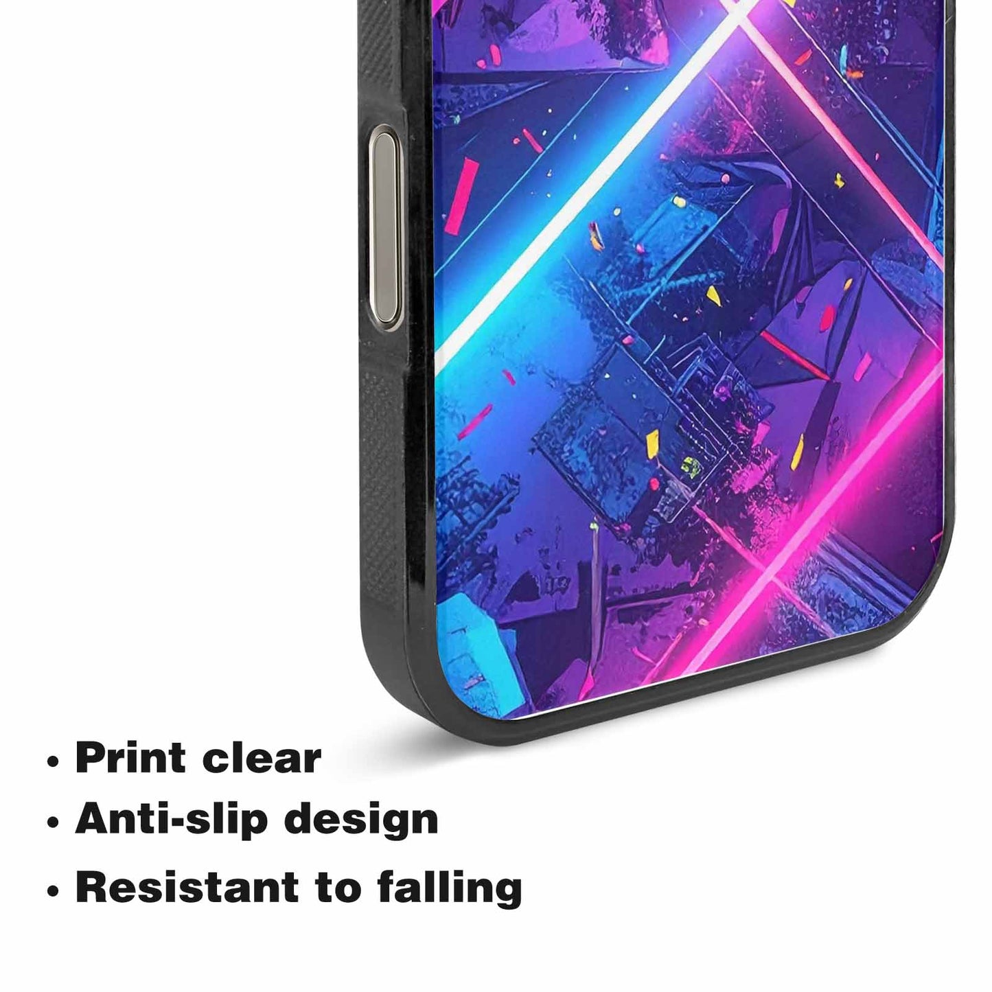 iPhone 15 Pro Max Case — Neon Grid Confetti, Custom Art Phone Cover