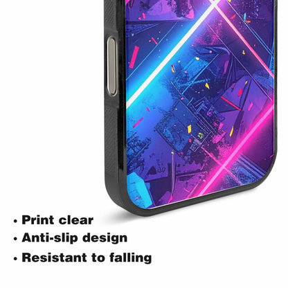 iPhone 15 Pro Max Case — Neon Grid Confetti, Custom Art Phone Cover