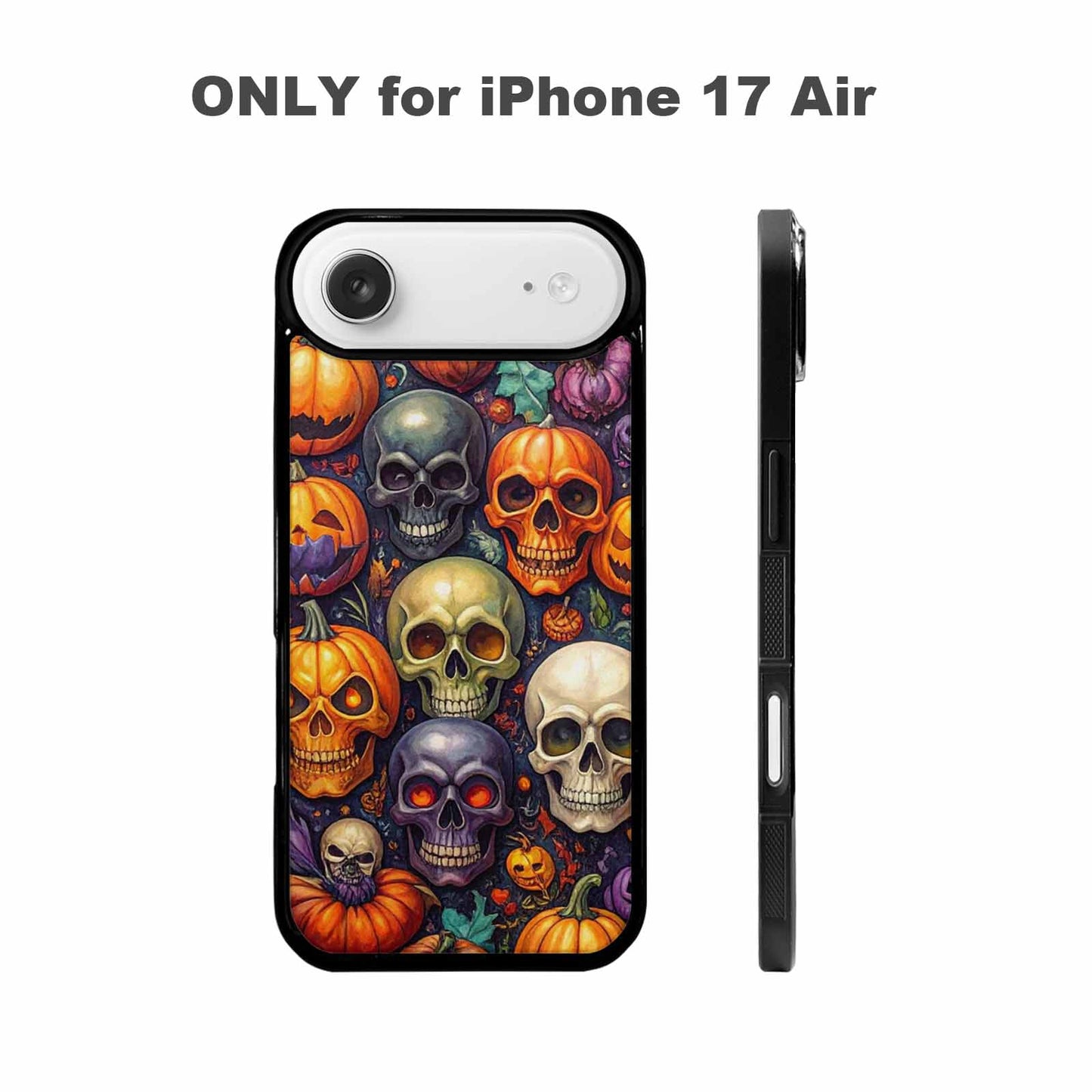 iPhone 17 Air Case — Skulls Halloween Orange Black Small Gothic, Customized Protective Case