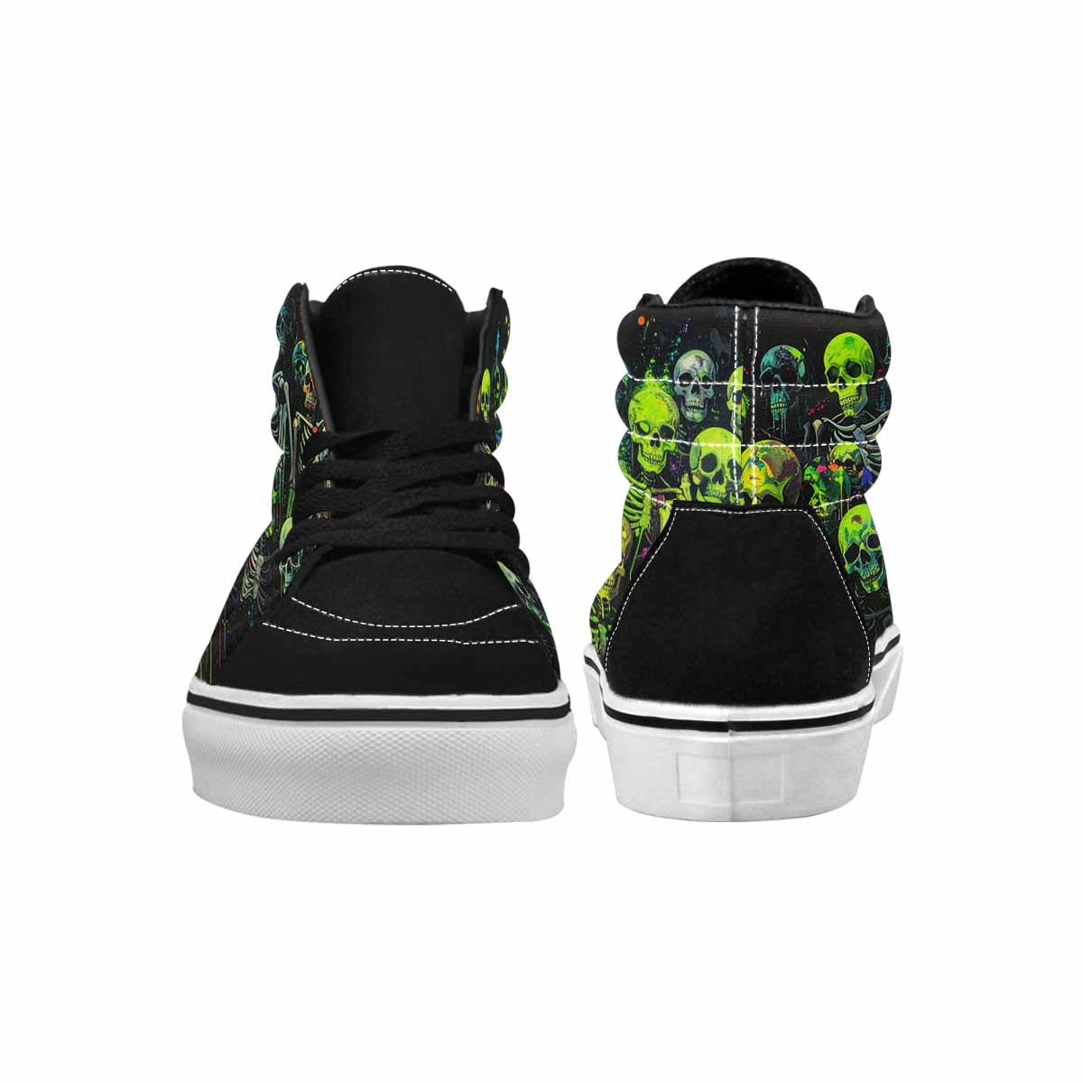MEN'S Skeletons × Neon Green High Top Canvas Vivid Custom Sneakers