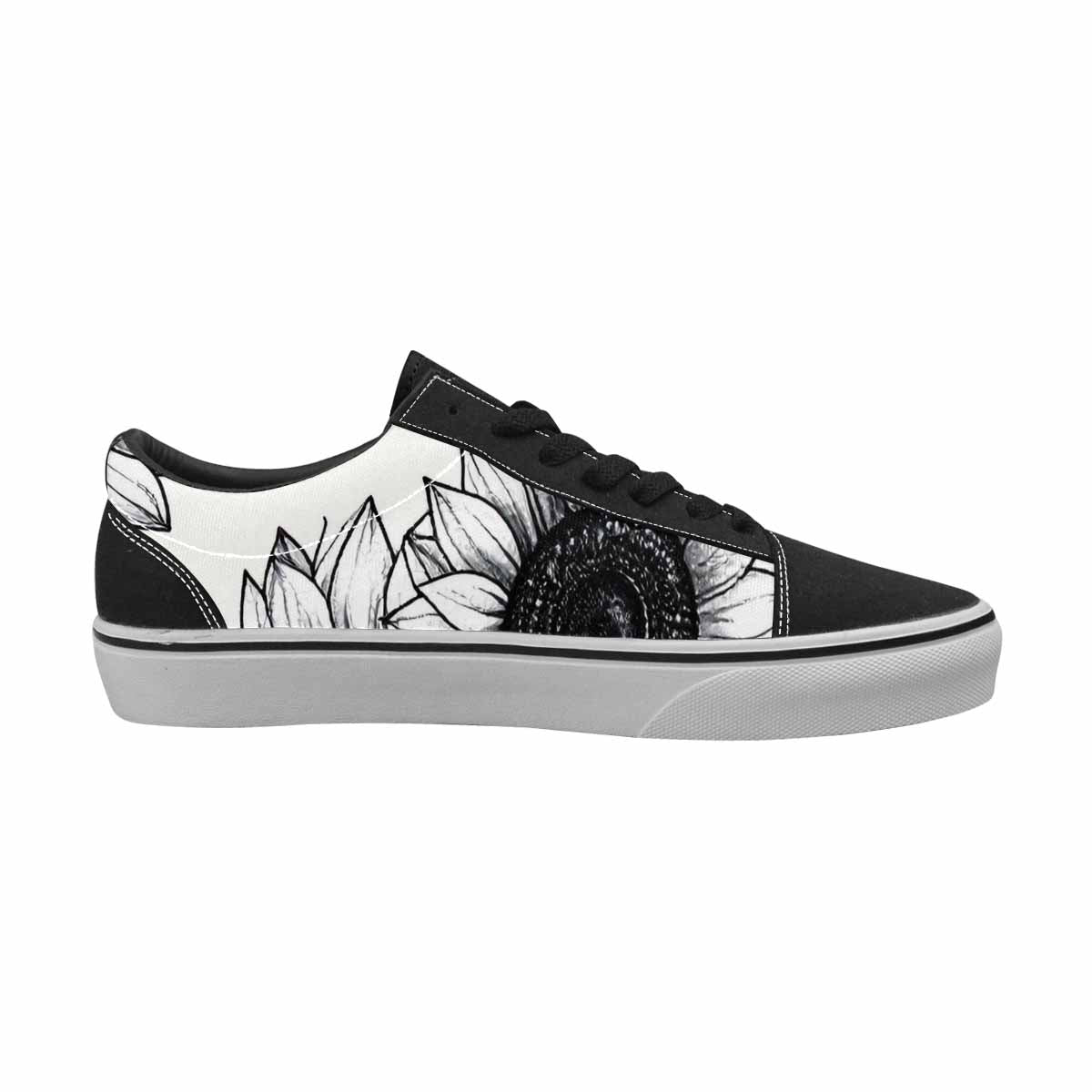 WOMEN'S Minimalist Line Art Sunflower Canvas Lace-Up Wallpaper Art Custom Shoes