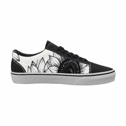 WOMEN'S Minimalist Line Art Sunflower Canvas Lace-Up Wallpaper Art Custom Shoes