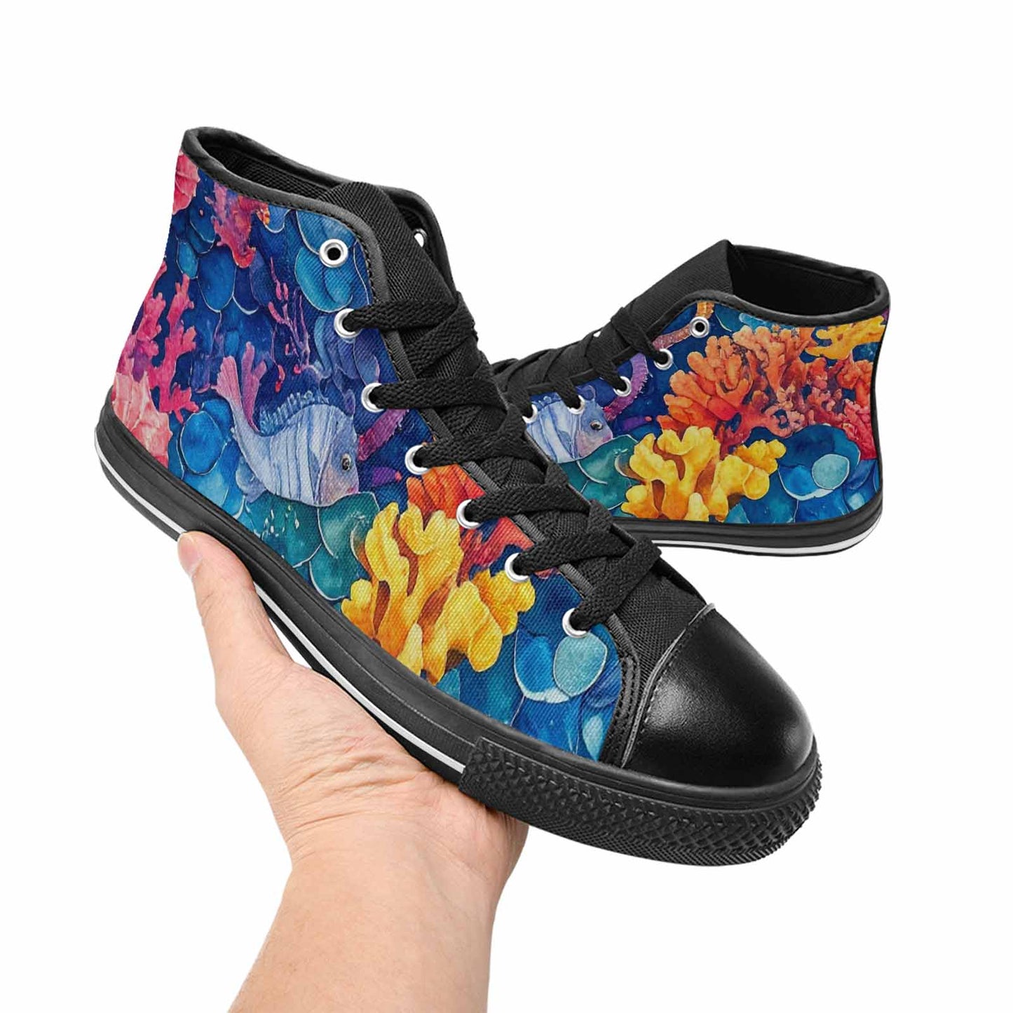 MEN'S Fish Scale Coral High Top Canvas Y2K Sneakers