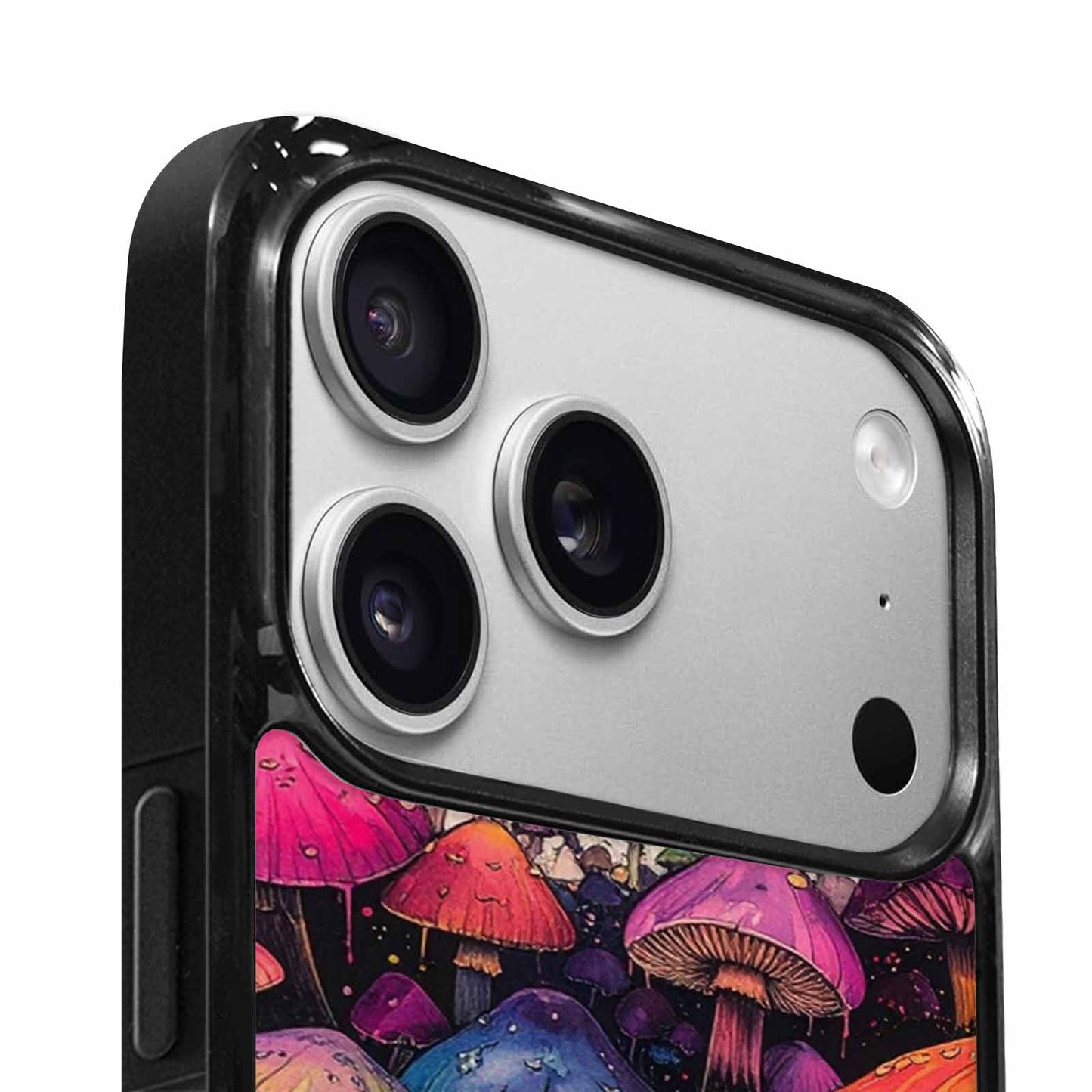 iPhone 17 Pro Case — Rainbow Drip Mushrooms Black Pink Original, Unique Phone Case Design