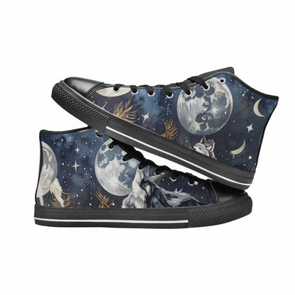 WOMEN'S Wolf Silhouette Moon High Top Canvas Aesthetic Custom Sneakers
