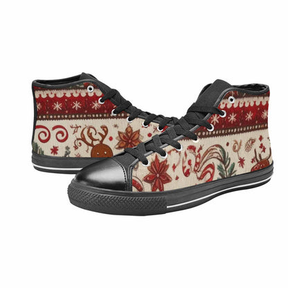 MEN'S Christmas Holly Snowflake High Top Canvas Cottagecore Shoes