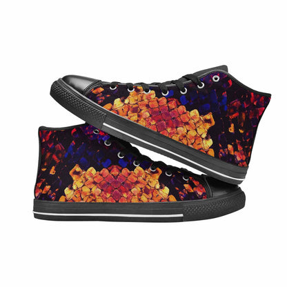 MEN'S Dark Snake Print High Top Canvas Grunge Sneakers