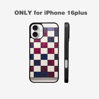 iPhone 16 Plus Case — Checkerboard Print, Custom Made Phone Cover