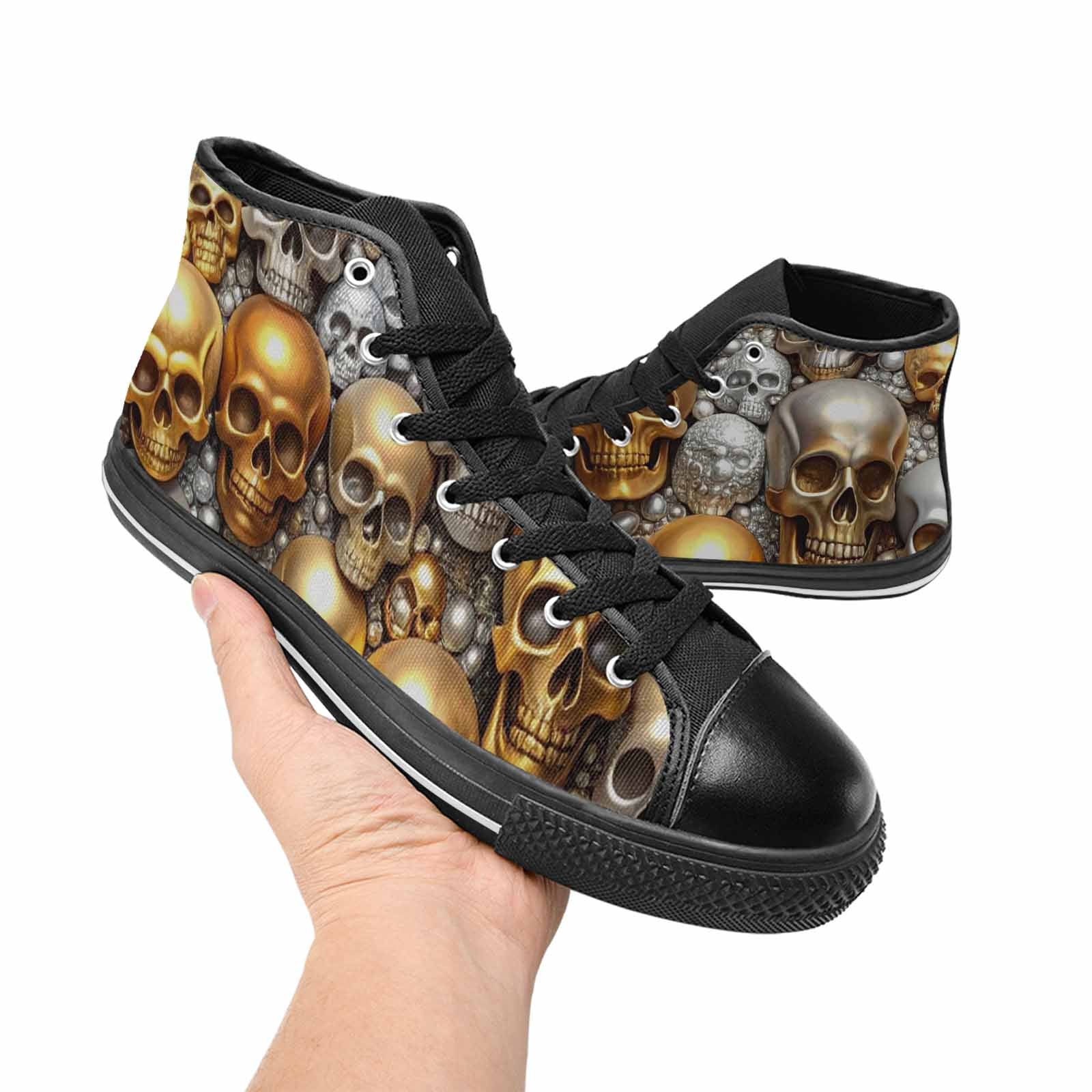 WOMEN'S Skulls - Metallic-Chrome- High Top Canvas Dreamcore Sneakers