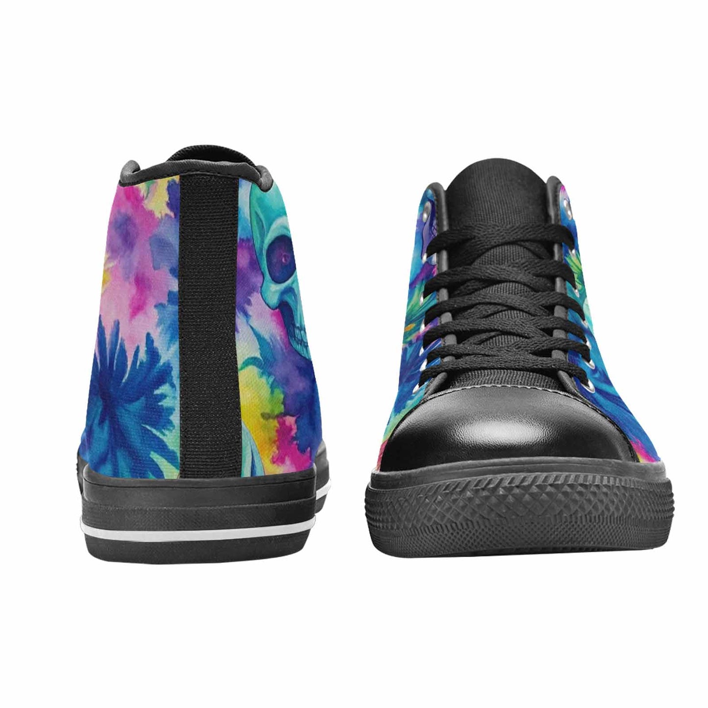 MEN'S Tie Dye Skulls Print High Top Canvas Cottagecore Custom Sneakers