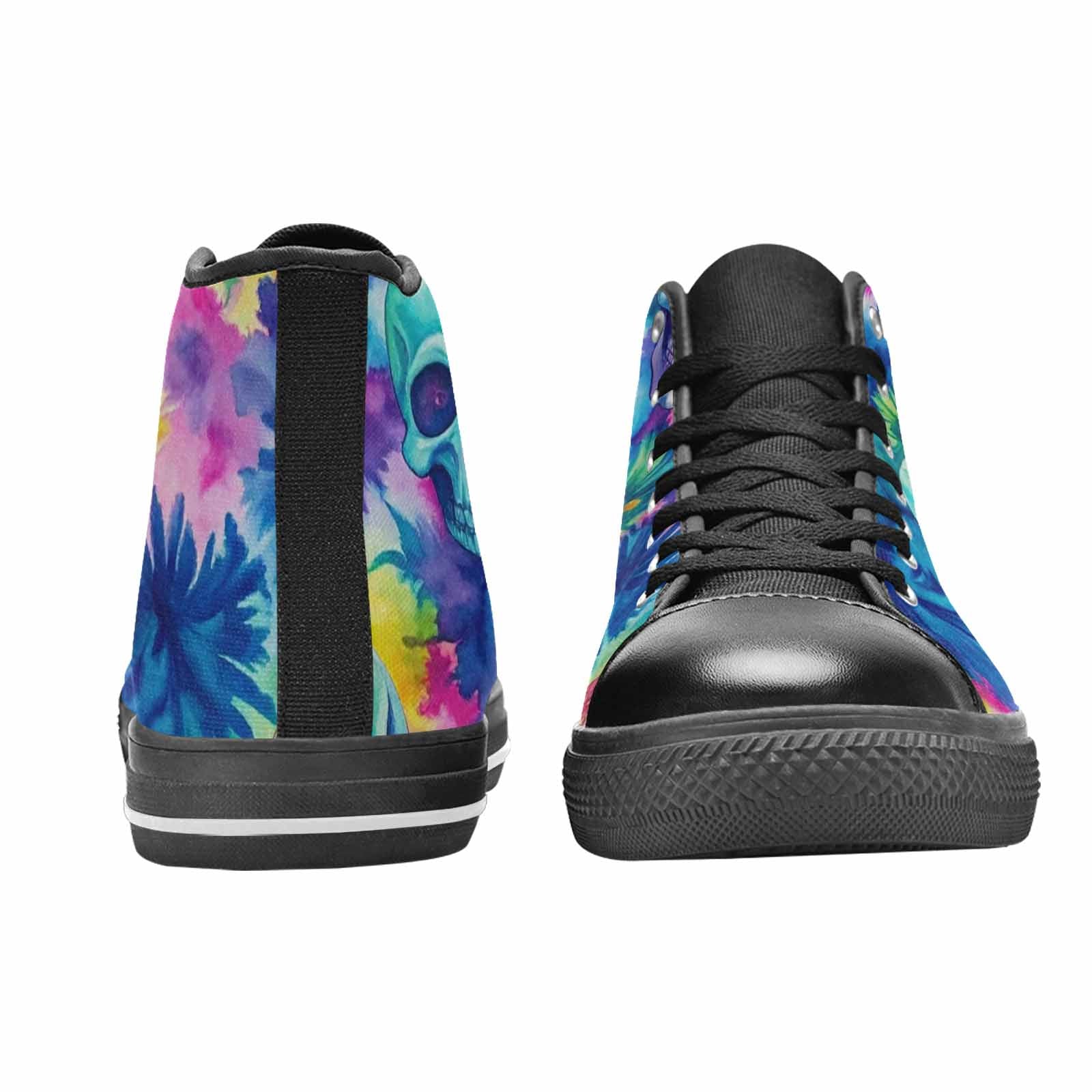 MEN'S Tie Dye Skulls Print High Top Canvas Cottagecore Custom Sneakers