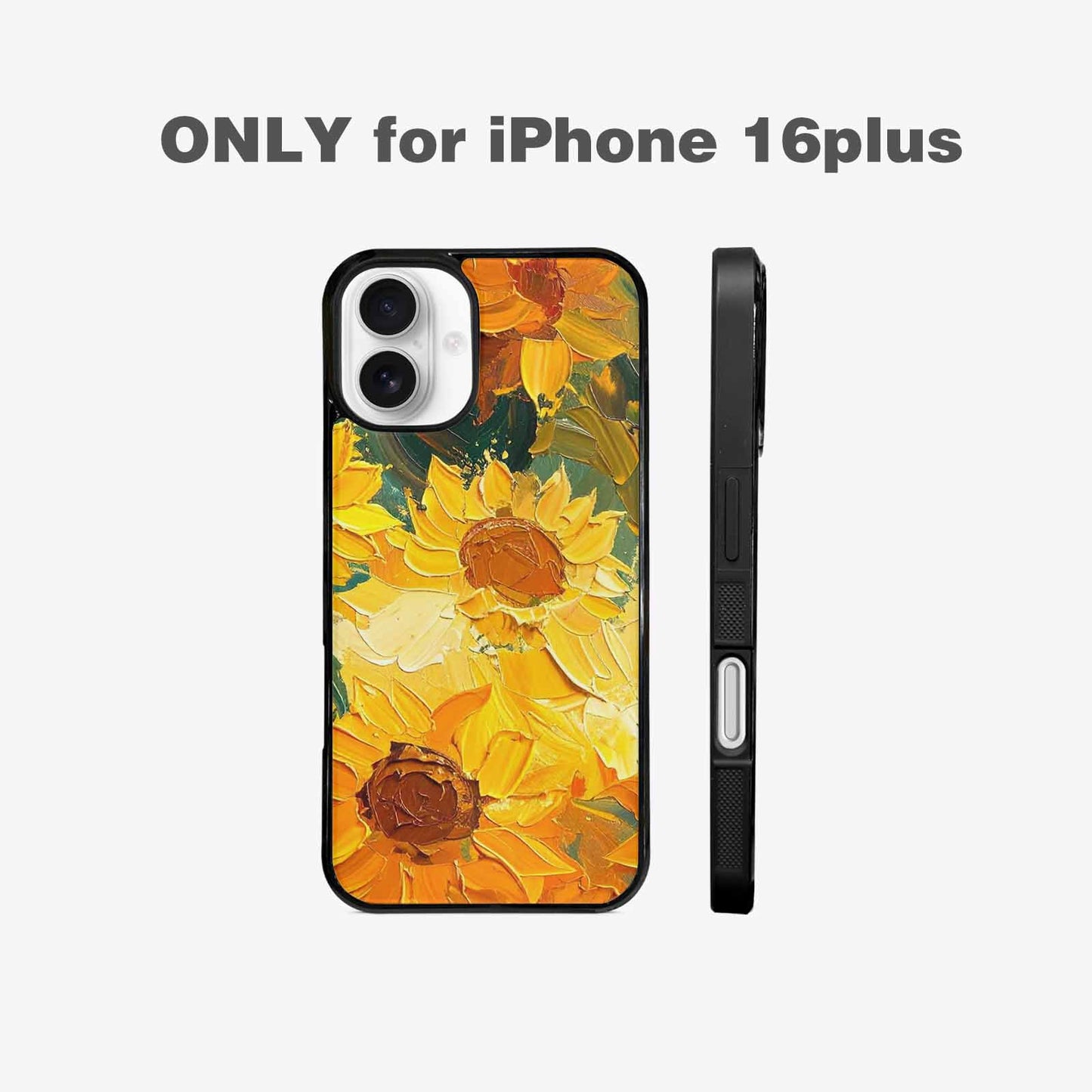 iPhone 16 Plus Case — Impressionist Sunflower Brushstroke Pattern Hundreds Of, Personalized Phone Case