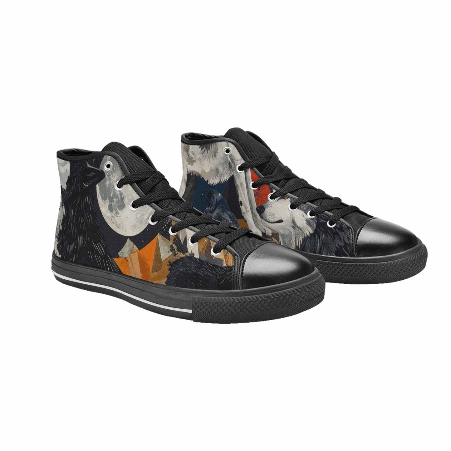MEN'S Wolf Silhouette Moon High Top Canvas Aesthetic Sneakers