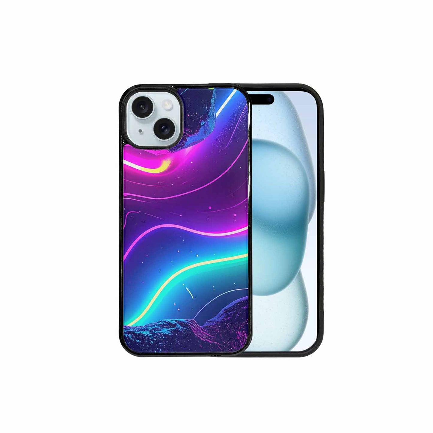 iPhone 15 Plus Case — 1980s Neon Cartoon Art Pattern, Custom Print Case Cover