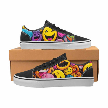 WOMEN'S Yellow Smiley Face Canvas Lace-Up Vivid Shoes