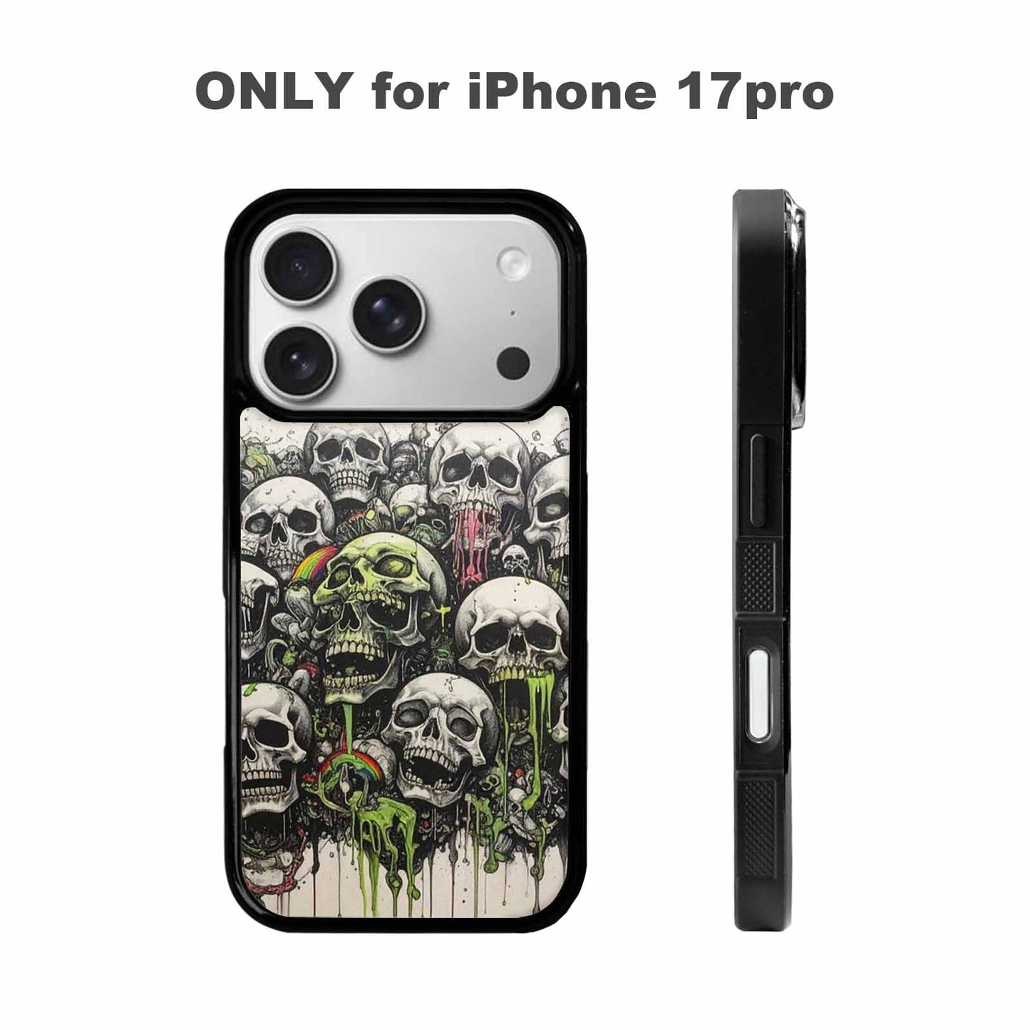 iPhone 17 Pro Case — Black Green Ink Rainbow From Gothic, Custom Made Phone Cover
