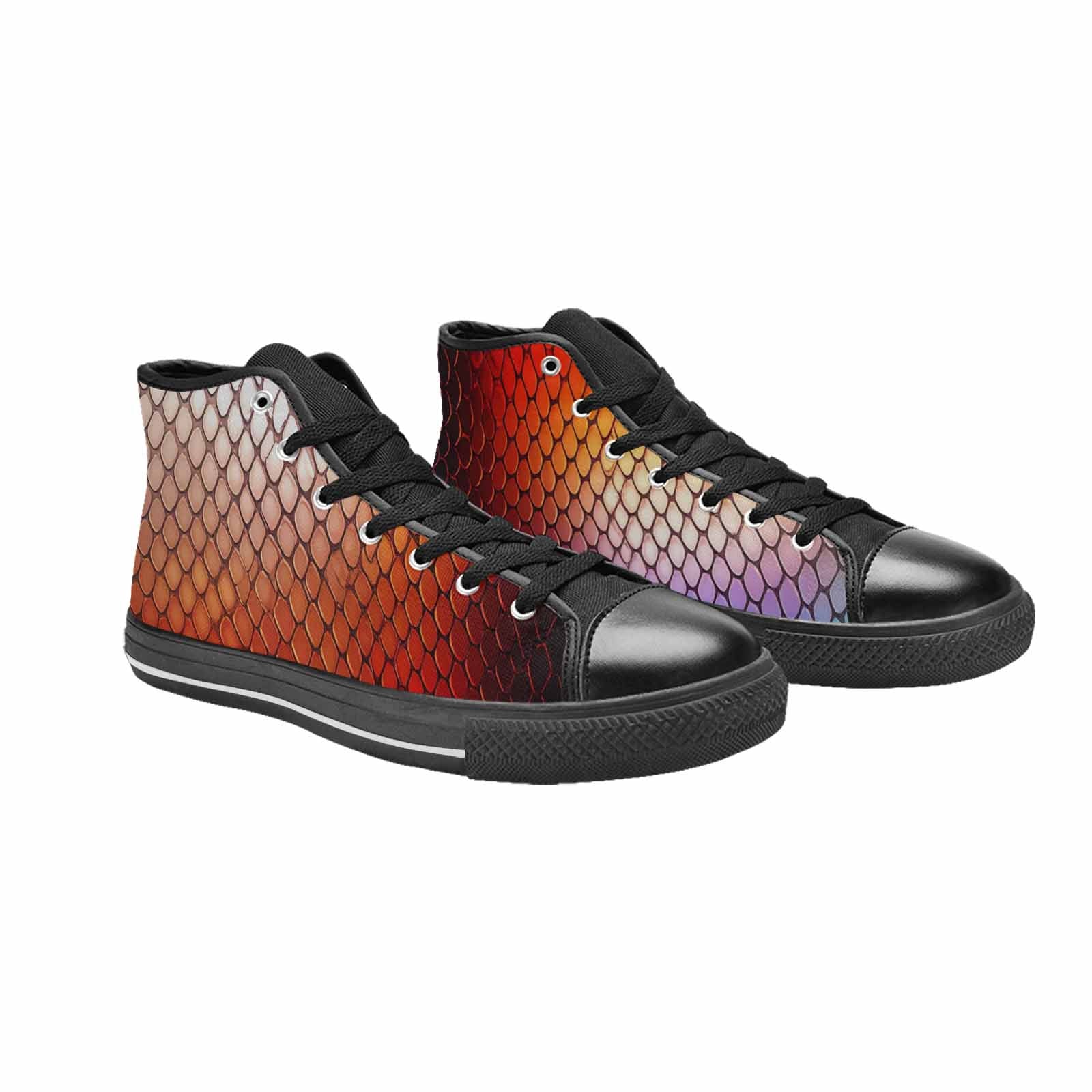 MEN'S Dark Snake Print High Top Canvas Surreal Custom Shoes