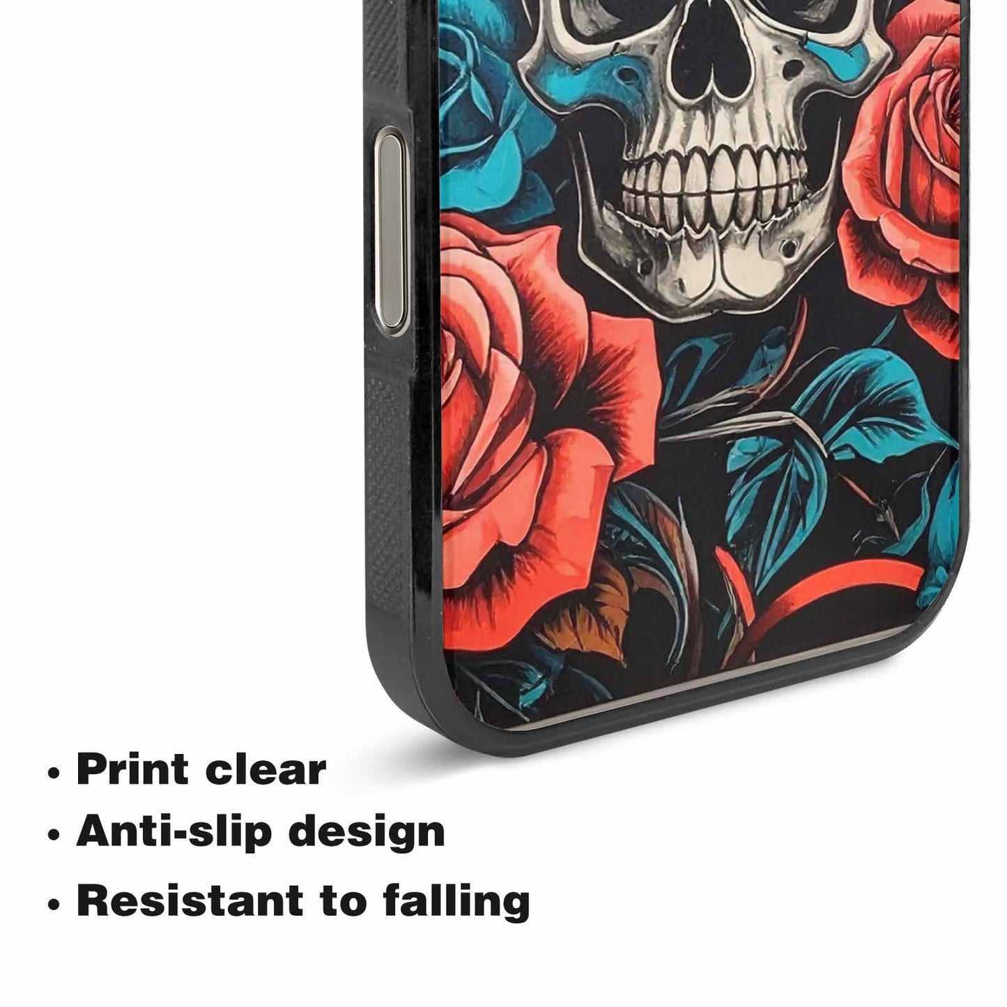 iPhone 16 Pro Case — Skulls Roses Biker Tattoo, Customized Protective Case