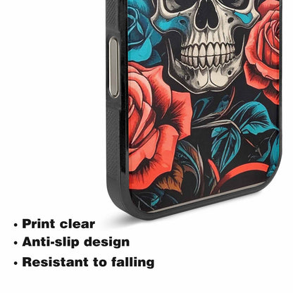 iPhone 16 Pro Case — Skulls Roses Biker Tattoo, Customized Protective Case