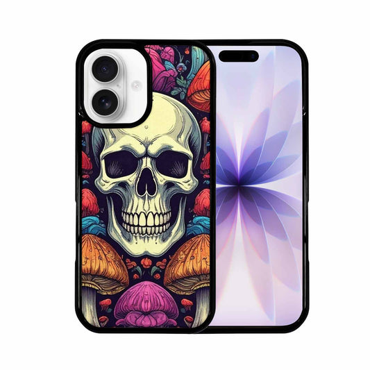 iPhone 17 Case — Mushroom Skull Art Seamless Gothic Skulls, Custom Printed Phone Case