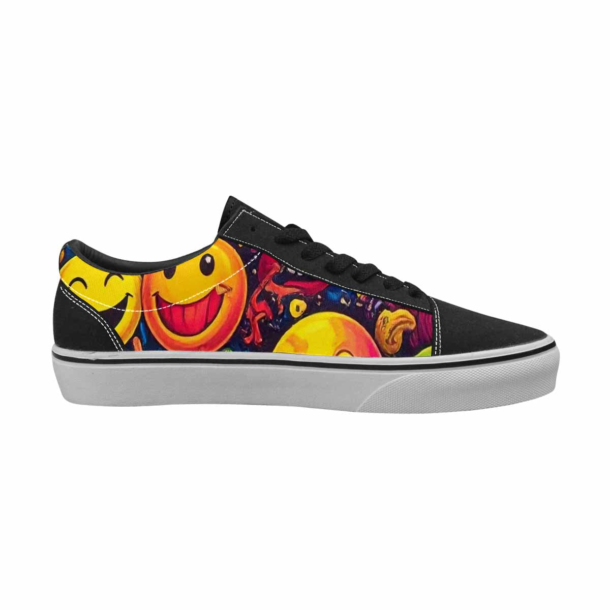 WOMEN'S Yellow Smiley Face Canvas Lace-Up Dark Academia Custom Shoes