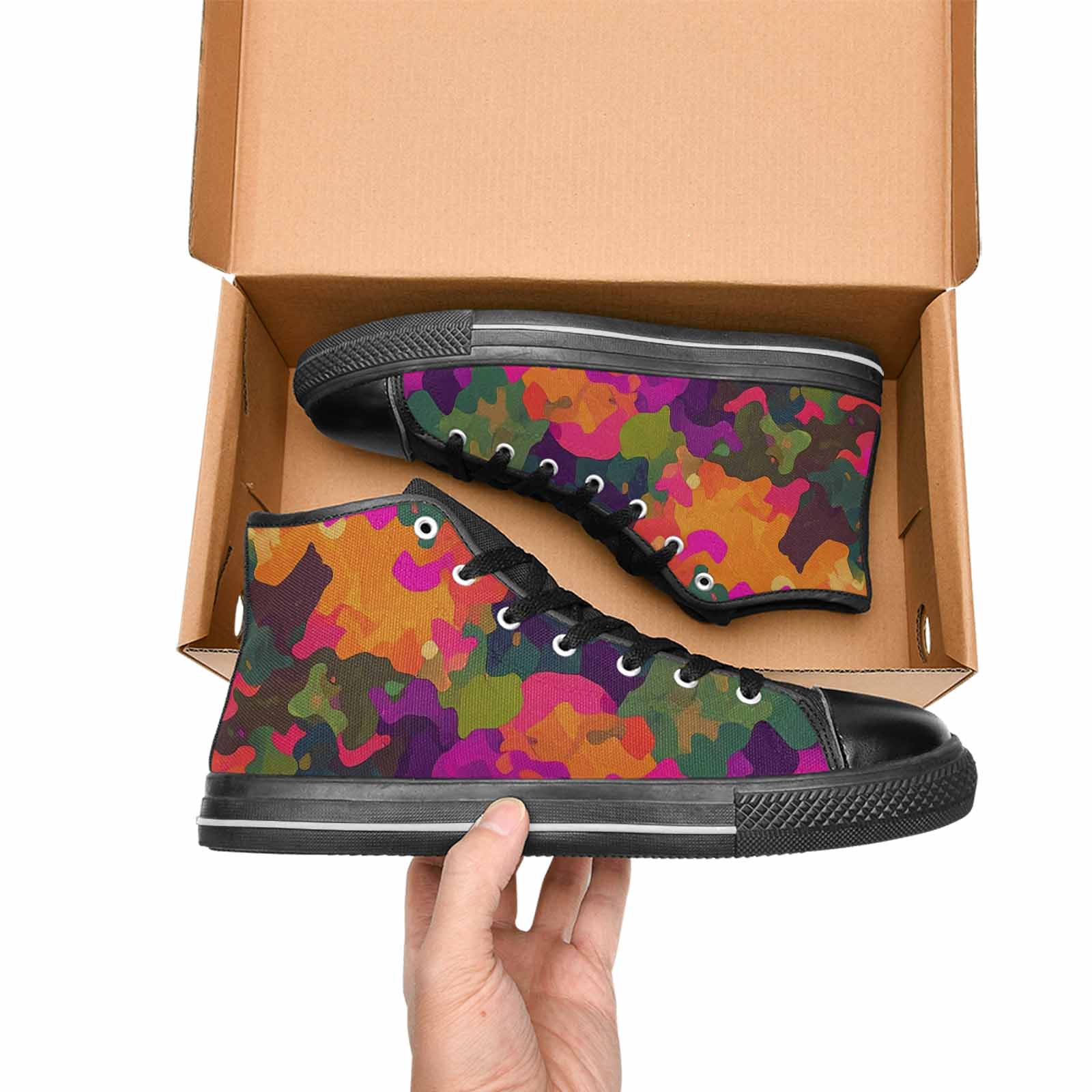 WOMEN'S Military Camouflage Blotch High Top Canvas Grunge Custom Shoes