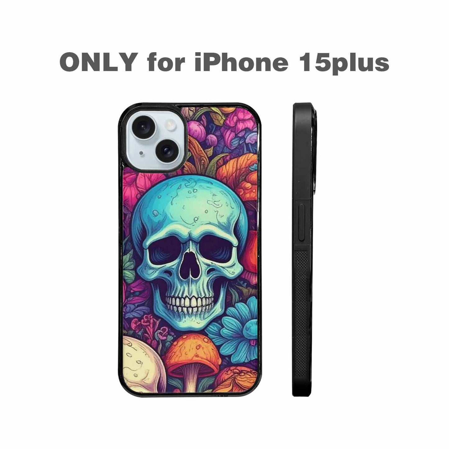 iPhone 15 Plus Case — Mushroom Skull Custom, Unique Phone Case Design