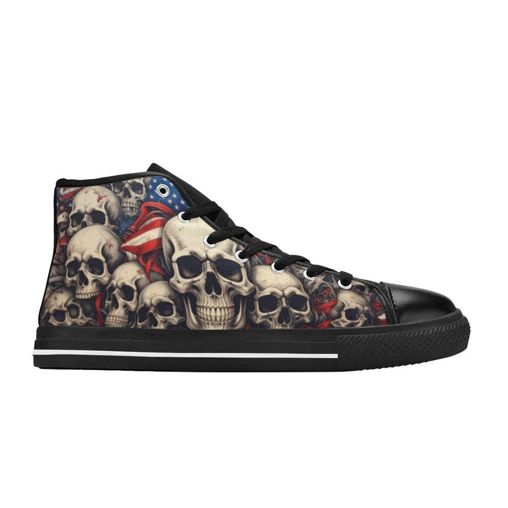 MEN'S Patriotic Skull Flag High Top Canvas Dark Academia Sneakers