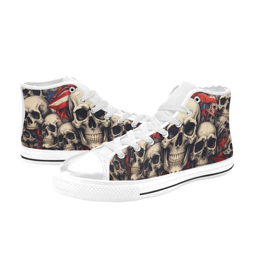 WOMEN'S Patriotic Skull Flag High Top Canvas Cottagecore Shoes