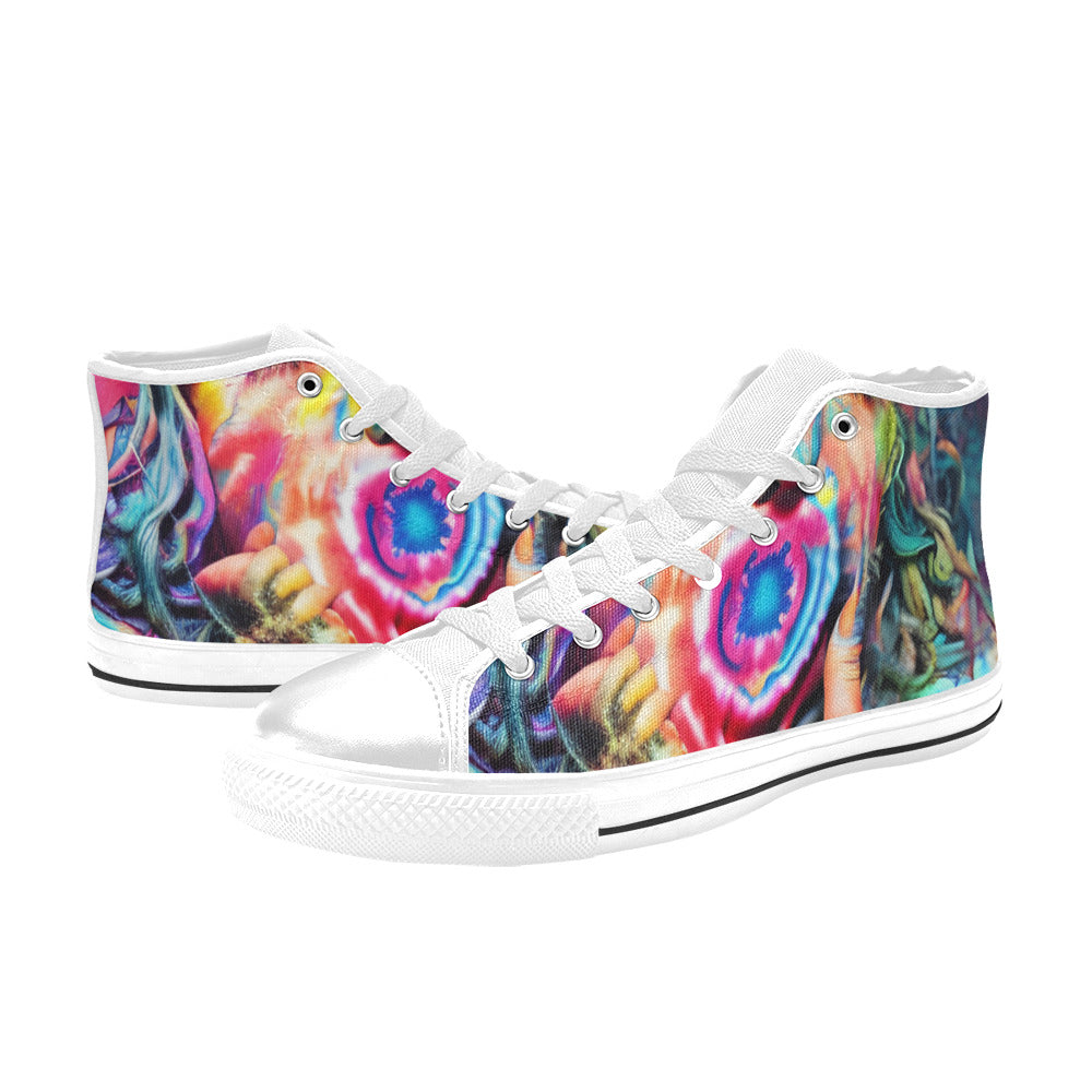 MEN'S Cc Tie Dye Woman High Top Canvas Surreal Custom Shoes