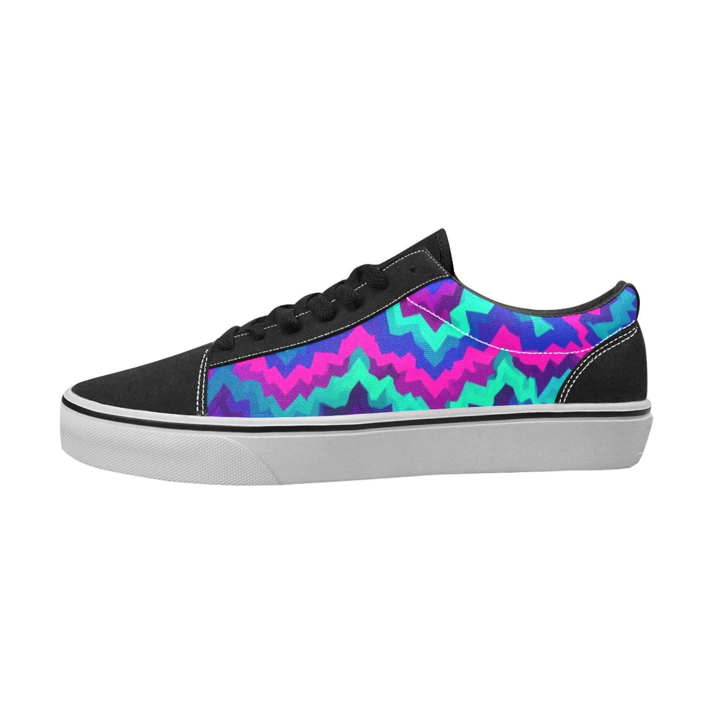 WOMEN'S Psychedelic Chevron Vortex Low Top Skateboarding Neon Fantasy Custom Sneakers