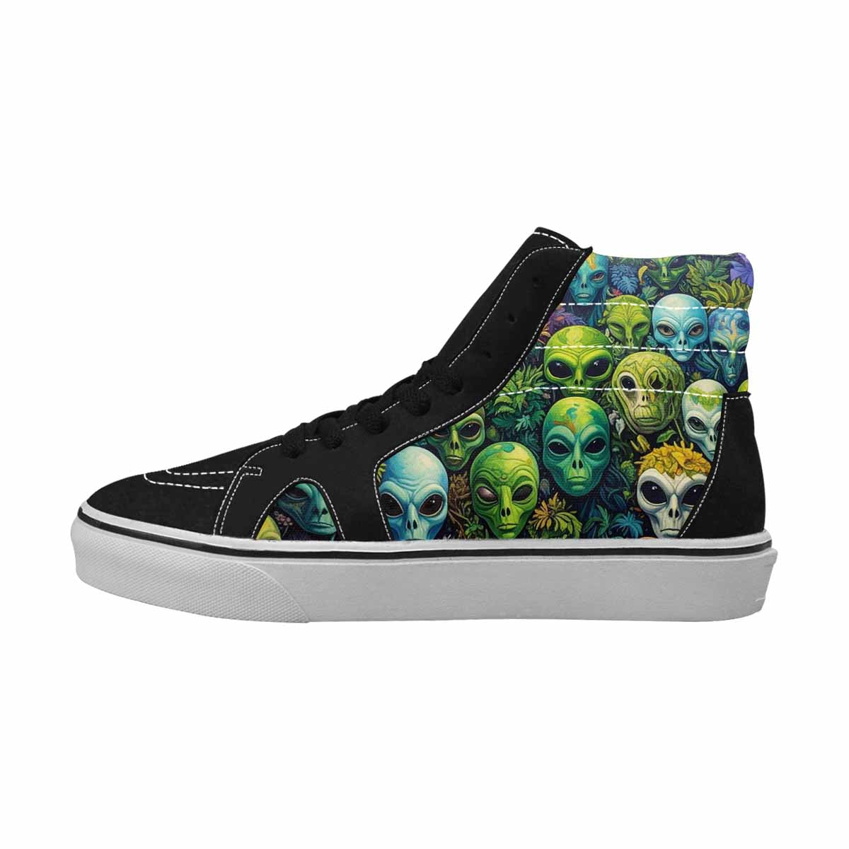 MEN'S Aliens High Top Canvas Wallpaper Art Custom Sneakers