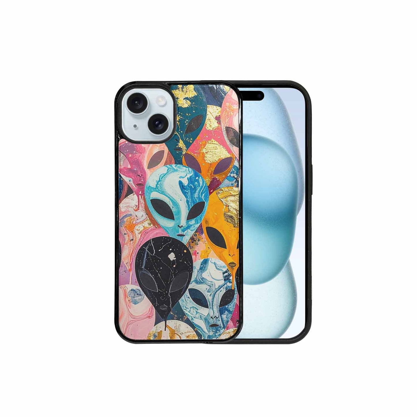 iPhone 15 Plus Case — Aliens Marblealiens Pattern Doe, Custom Print Case Cover