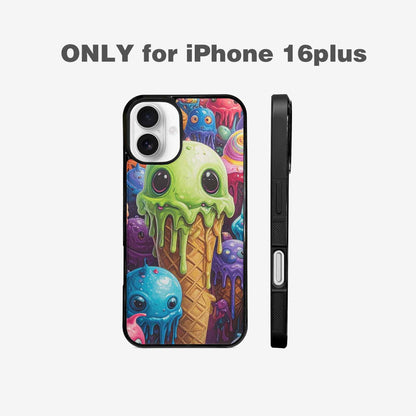 iPhone 16 Plus Case — Melting Ice Cream Monster Charac, Custom Printed Phone Case