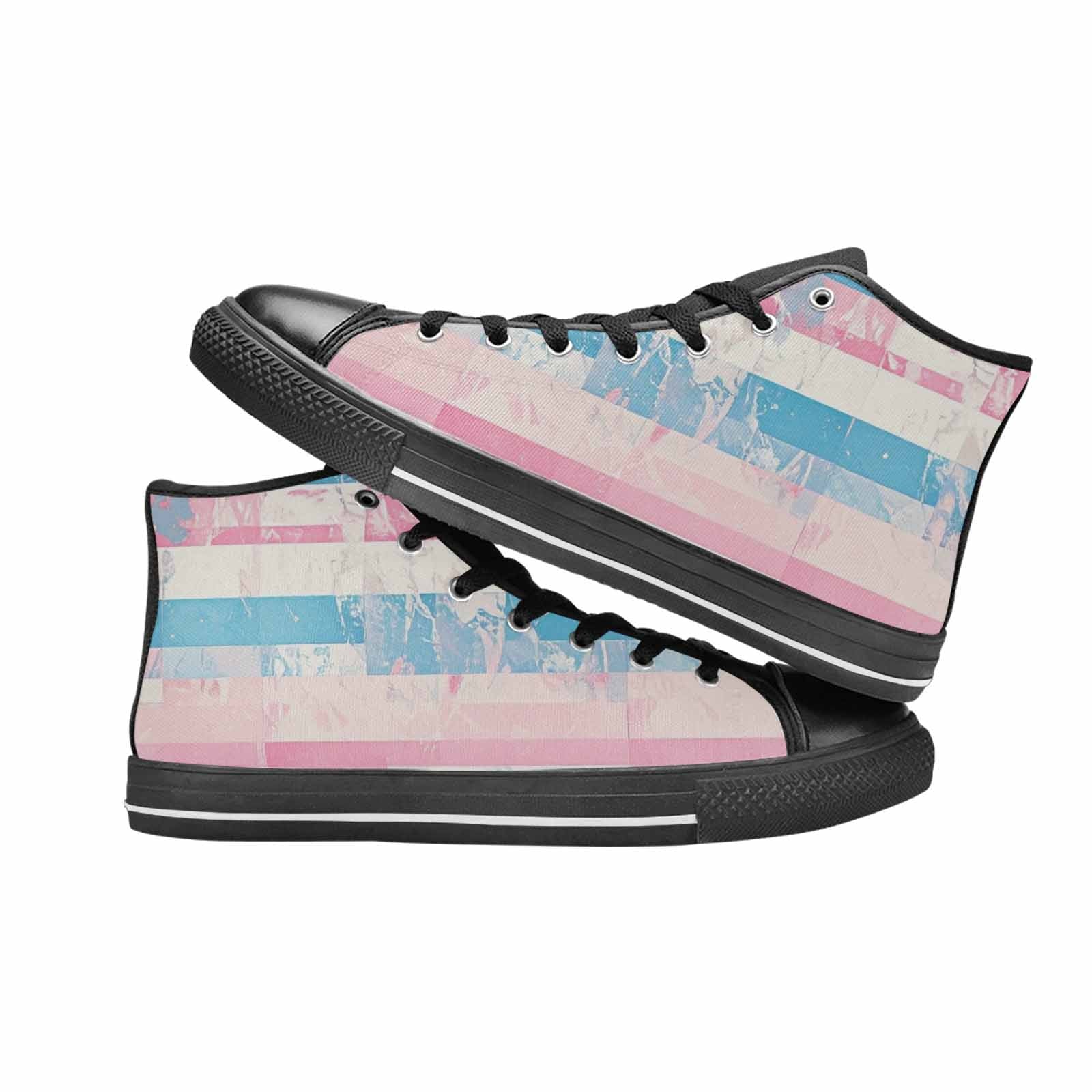 MEN'S Transgender Flag Color High Top Canvas Aesthetic Sneakers