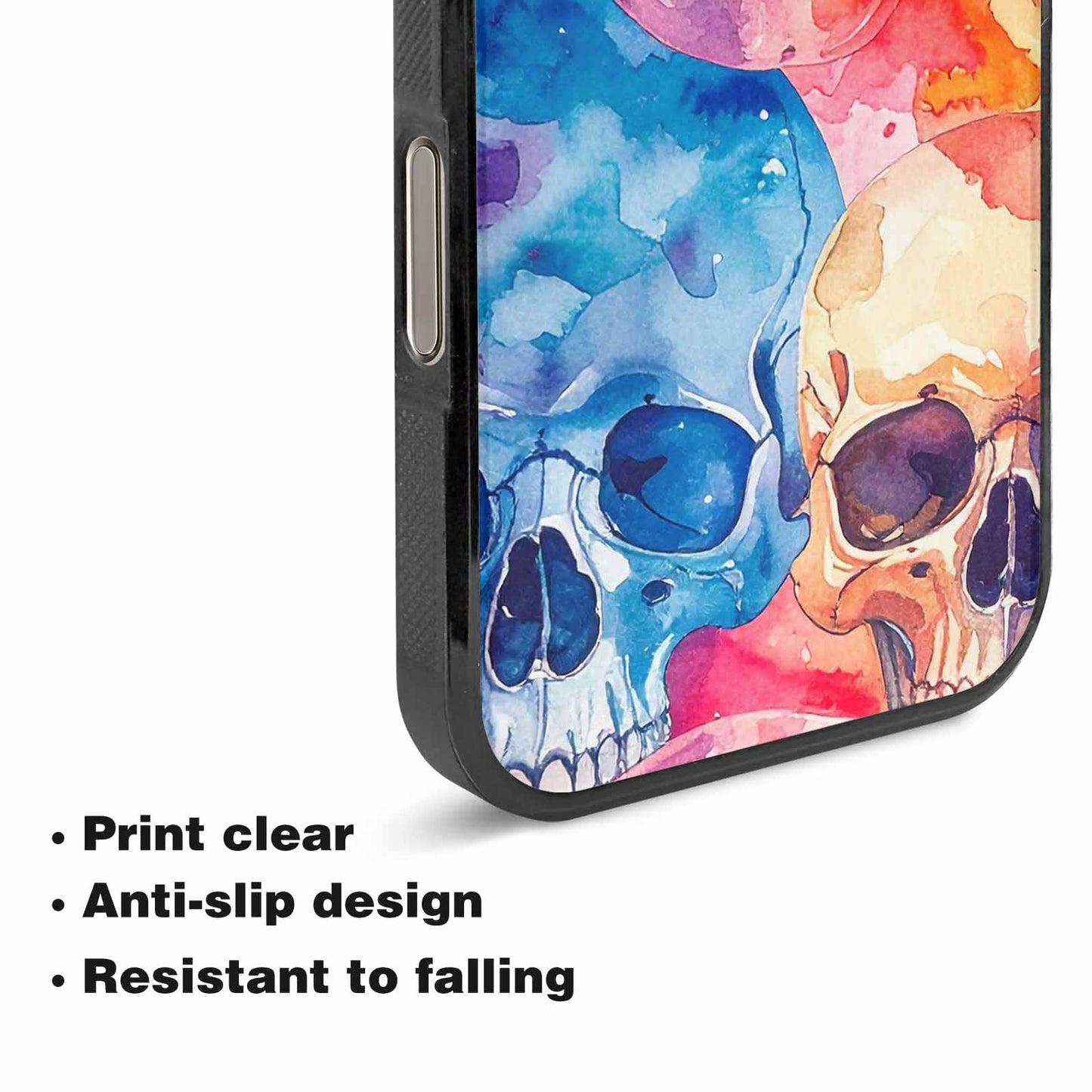 iPhone 16 Pro Max Case — Kulls Watercolor Skulls Small Skull Pattern, Custom Designed Case Cover