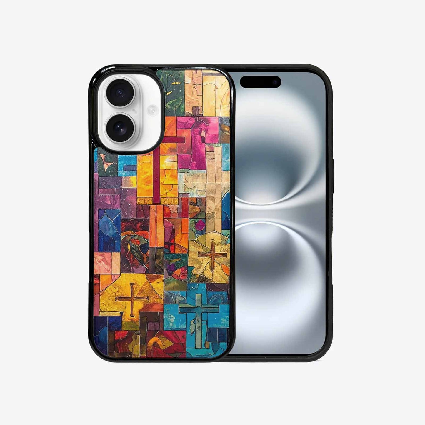 iPhone 16 Case — Faith Cross And Faith Icons Pattern, Original Design Phone Case