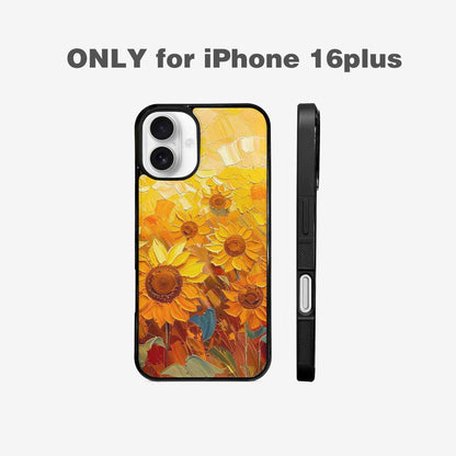 iPhone 16 Plus Case — Impressionist Sunflower Brushstroke Pattern Hundreds Of, Custom Printed Phone Case