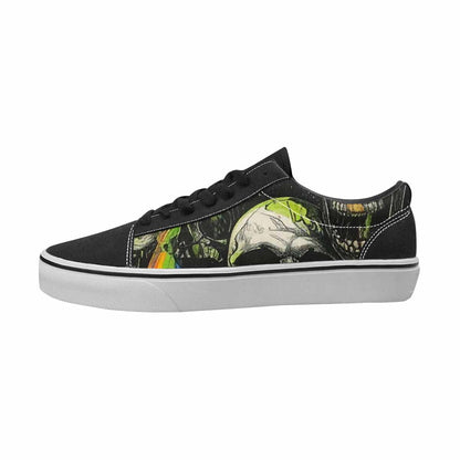 MEN'S Skulls Black & Green Ink Canvas Custom Design Dreamcore Limited Edition Sneakers