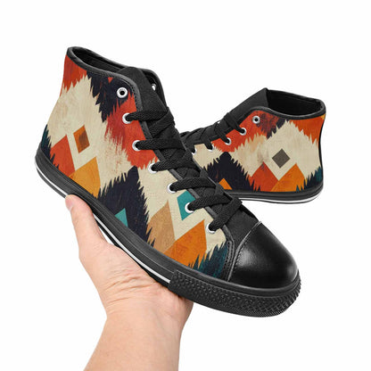 MEN'S Southwestern Geometric Diamond High Top Canvas Neon Fantasy Shoes