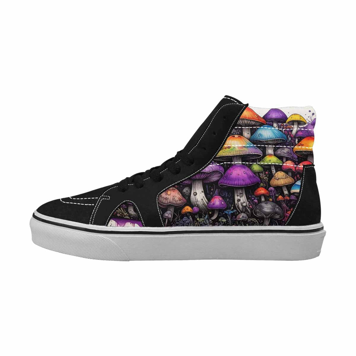 MEN'S Rainbow Drip Mushrooms High Top Canvas Dark Academia Custom Sneakers