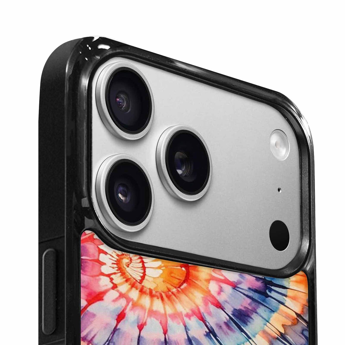 iPhone 17 Pro Case — Tie Dye Swirls Black Red Tie, Customized Protective Case