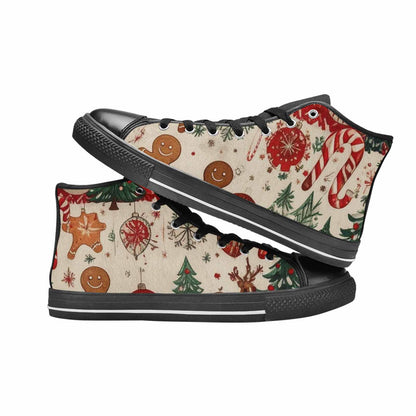 MEN'S Christmas Holly Snowflake High Top Canvas Aesthetic Shoes