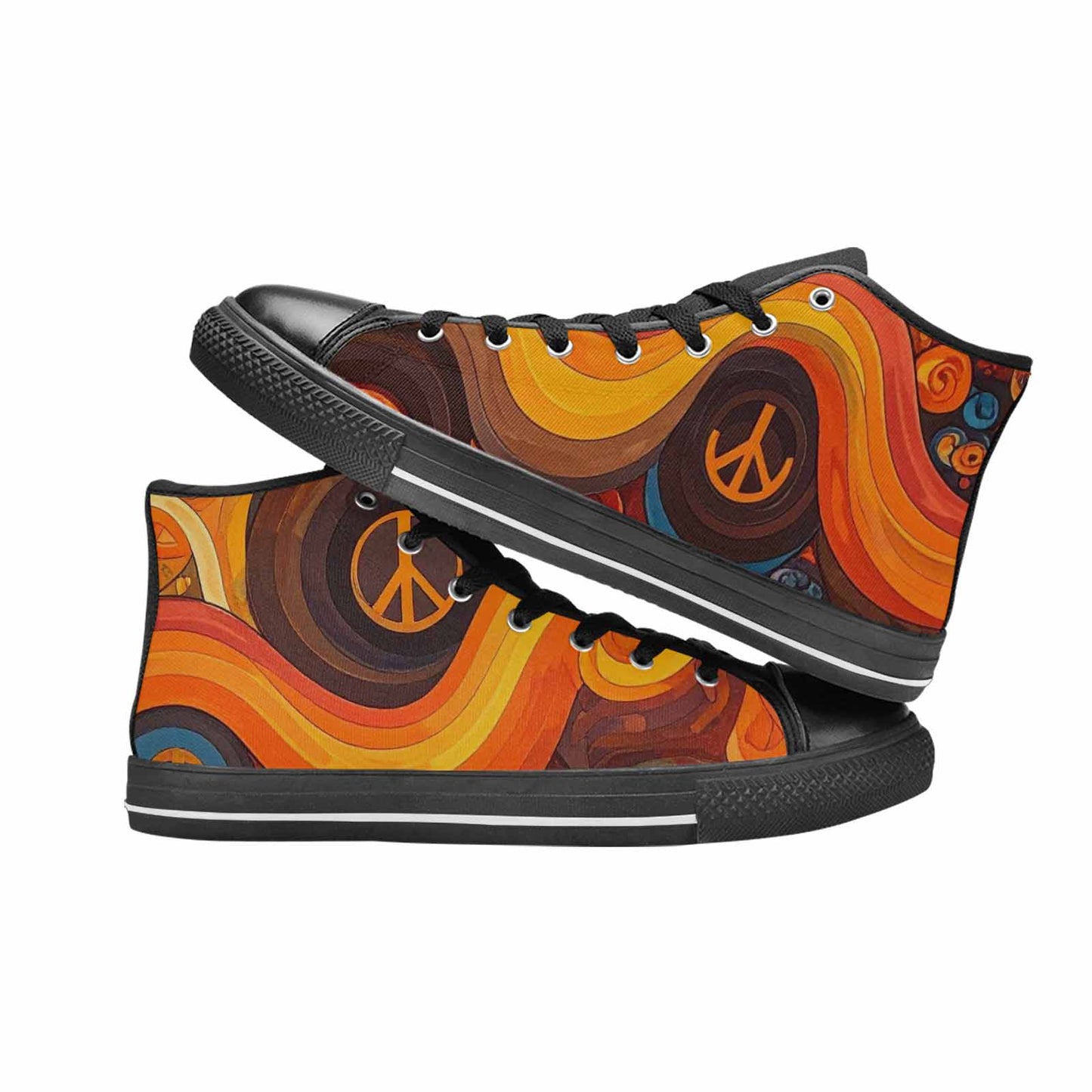 WOMEN'S Groovy 70S Peace High Top Canvas Cottagecore Shoes