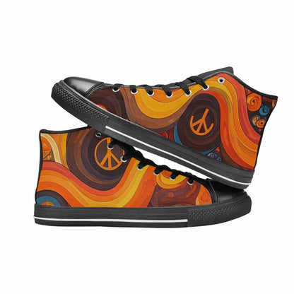 WOMEN'S Groovy 70S Peace High Top Canvas Cottagecore Shoes